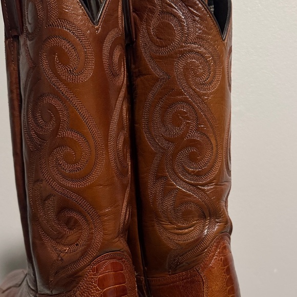 Real ostrich leg Dan Post Rich Brown Western Boots - Picture 11 of 11